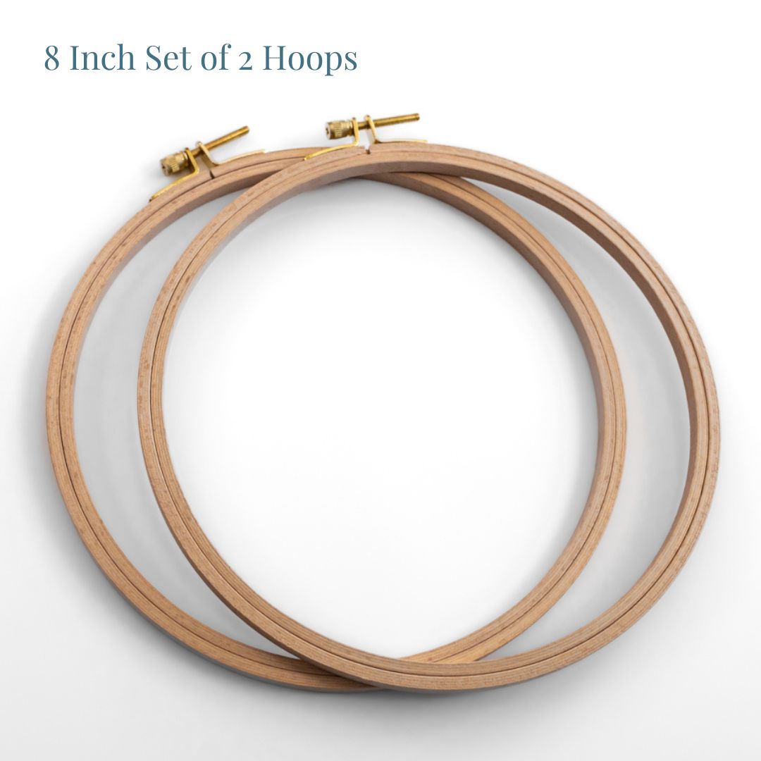 Wooden Embroidery Hoops | Wooden Display Hoops | Clever Poppy 8 inch (21 cm) Set of 2 Hoops