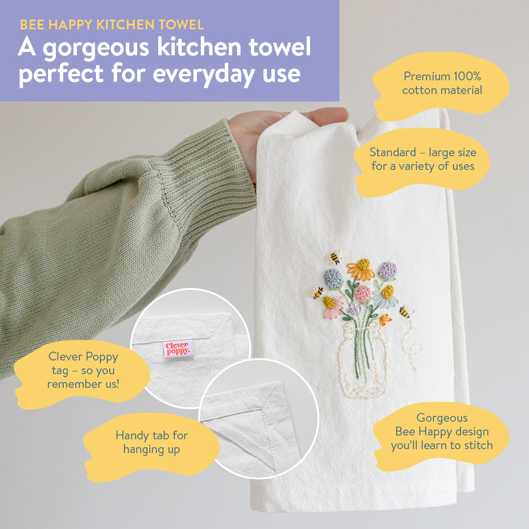 Bee Happy Kitchen Towel Beginner Kit