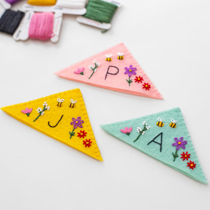 Personalized Floral Felt Corner Bookmarks Beginner Kit