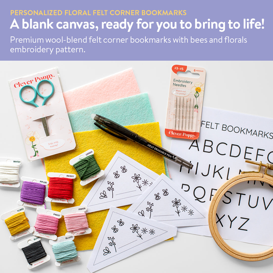 Personalized Floral Felt Corner Bookmarks Beginner Kit