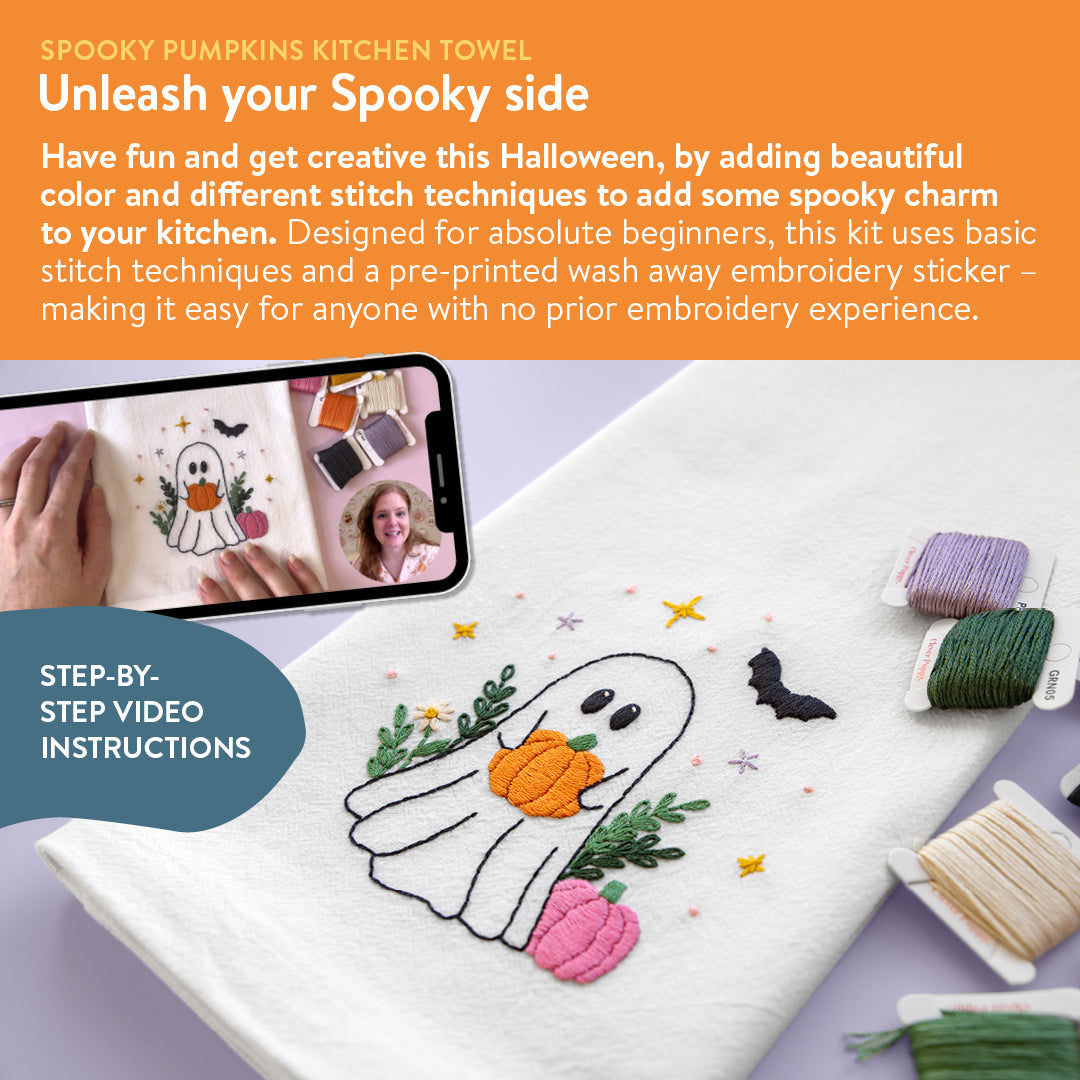 Spooky Pumpkins Kitchen Towel Beginner Kit