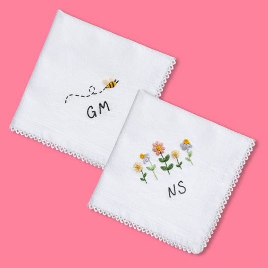 Personalized Bees and Florals Handkerchiefs Beginner Kit