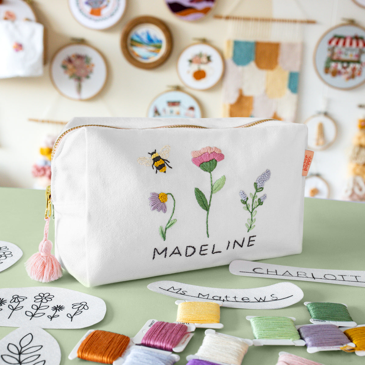 Personalized Bees and Florals Pouch Beginner Kit
