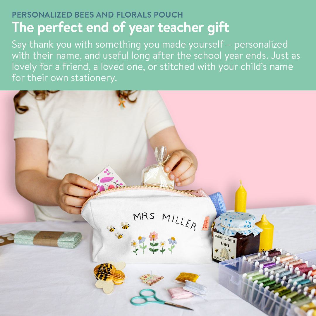 Personalized Bees and Florals Pouch Beginner Kit
