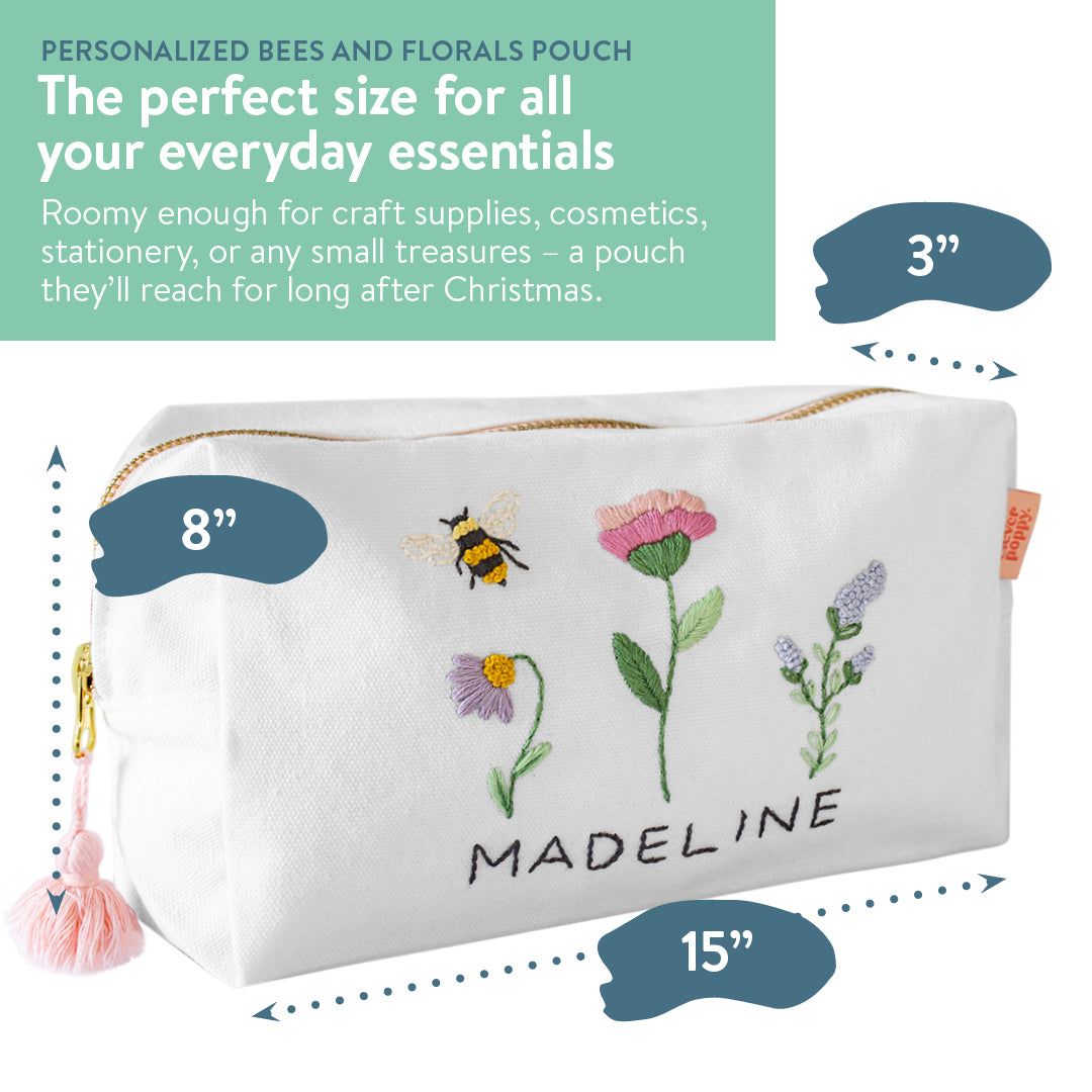 Personalized Bees and Florals Pouch Beginner Kit
