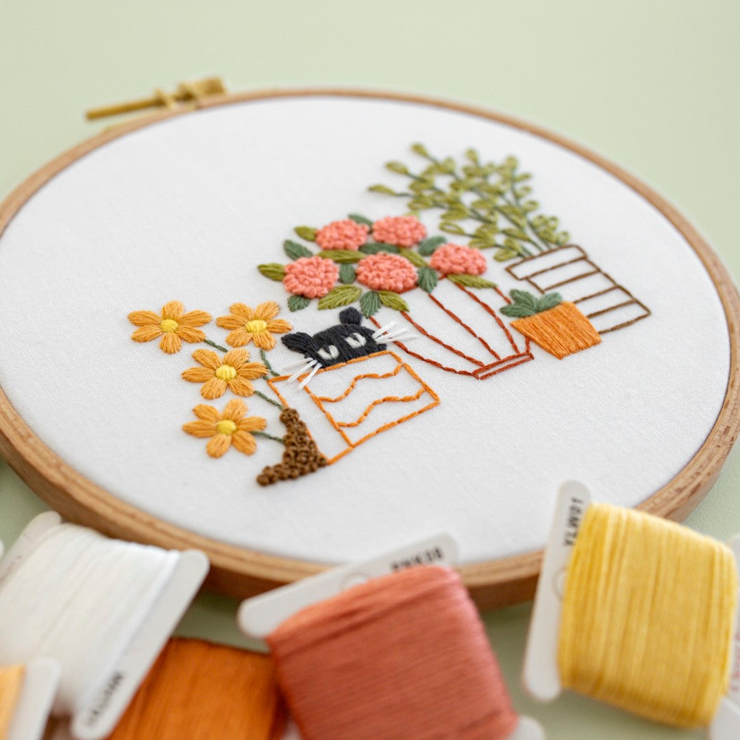 potted plant embroidery Purrfect Pot Plants Beginner Kit | Needlecraft Kits