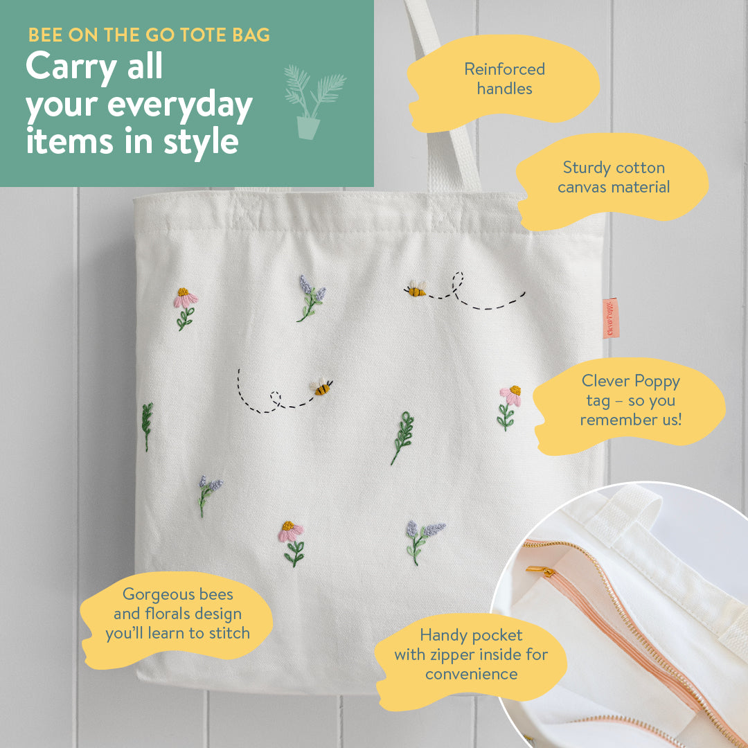 Bee on the Go Tote Bag Beginner Kit | Clever Poppy