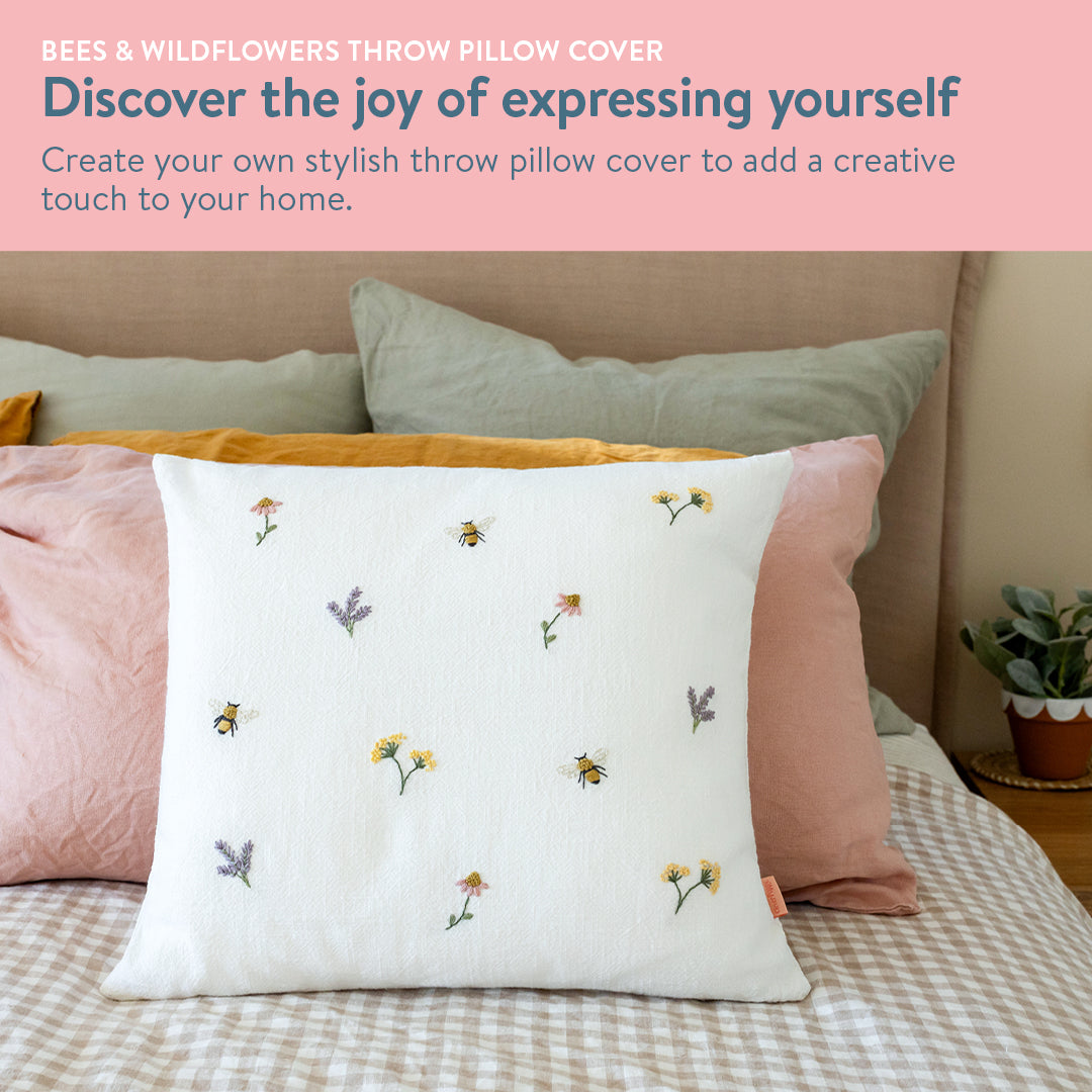 Bee Happy Throw Pillow Cover Beginner Kit