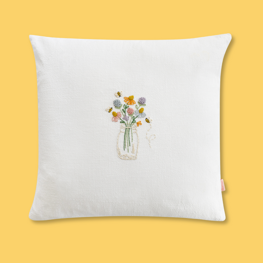 Bee Happy Throw Pillow Cover Beginner Kit