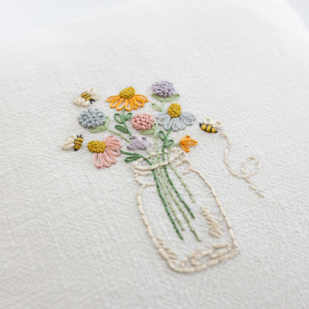 Bee Happy Throw Pillow Cover Beginner Kit