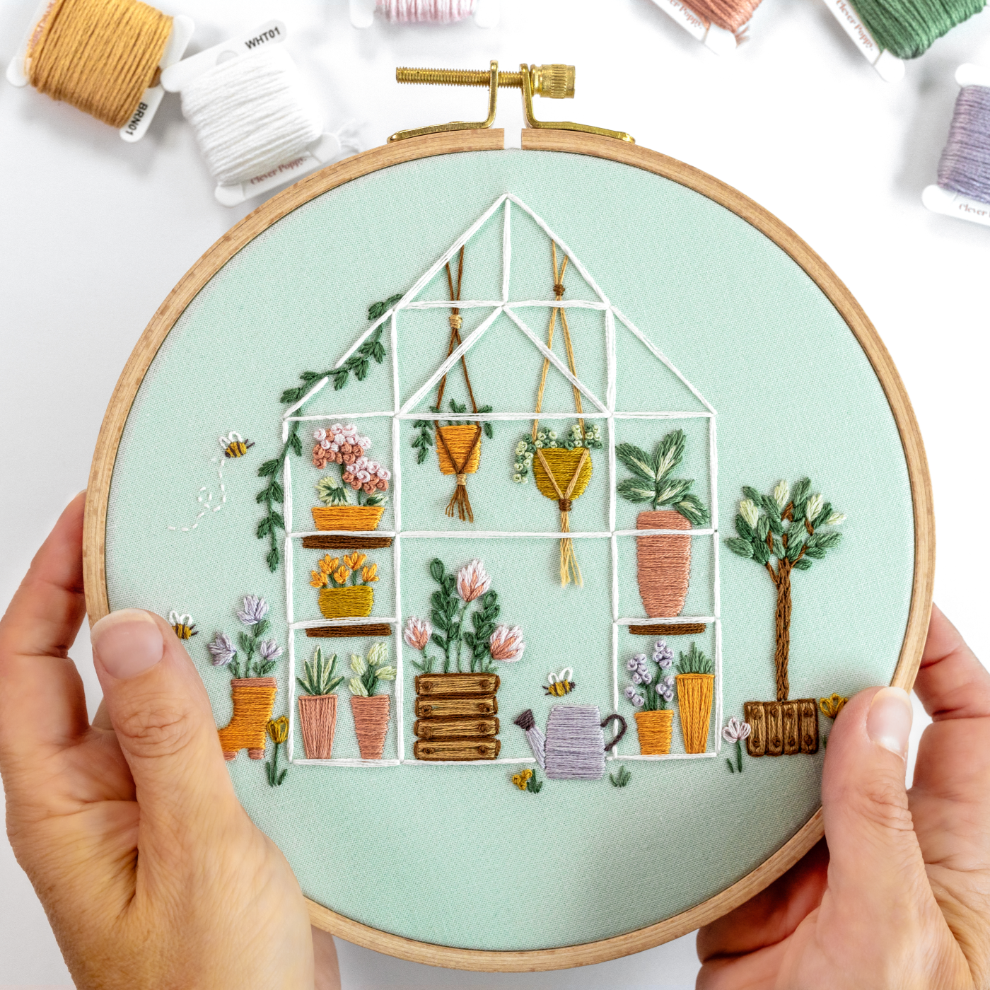 hanging plant embroidery pattern The Glasshouse Embroidery Kit | Needlecraft Kits