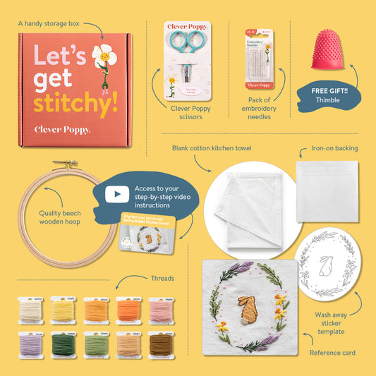 Spring Rabbit Kitchen Towel Beginner Kit