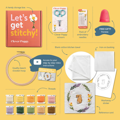 Spring Rabbit Kitchen Towel Beginner Kit