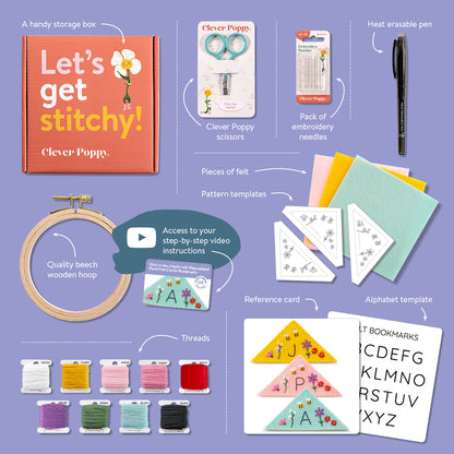Personalized Floral Felt Corner Bookmarks Beginner Kit
