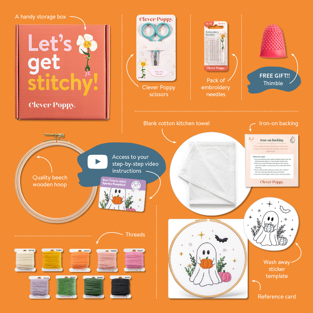Spooky Pumpkins Kitchen Towel Beginner Kit