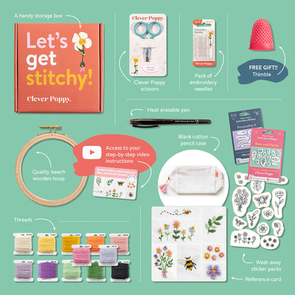 Personalized Bees and Florals Pouch Beginner Kit