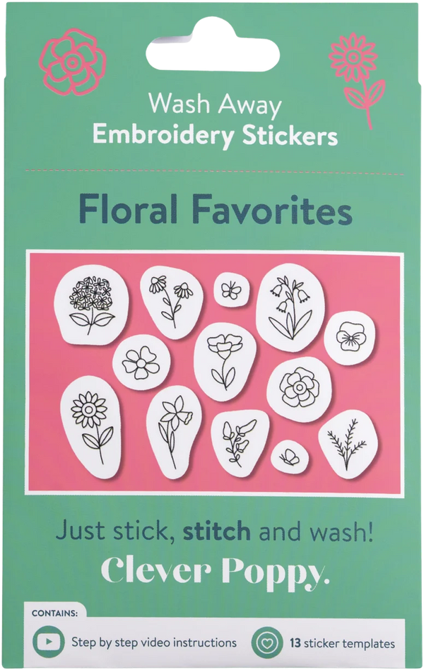 Floral Favorites Wash Away Embroidery Stickers pack