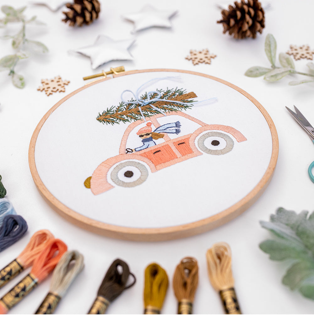 Zooming Home for Christmas Embroidery Pattern Kit – Clever Poppy